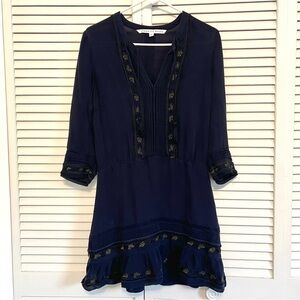 Veronica Beard Navy Long Sleeve Mini Dress
